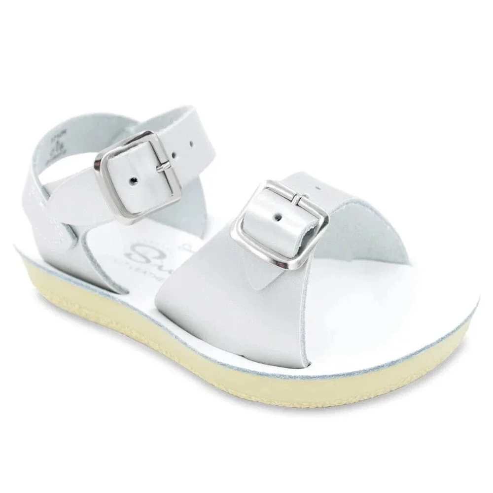 Salt Water Sun-San Sandals Girls US 2 M Silver Leather Open Toe Strappy Hawk3371